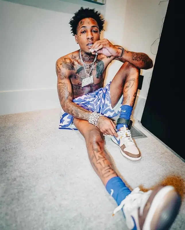 NBA YoungBoy outfit in Bravest Studios and Nike, 2024