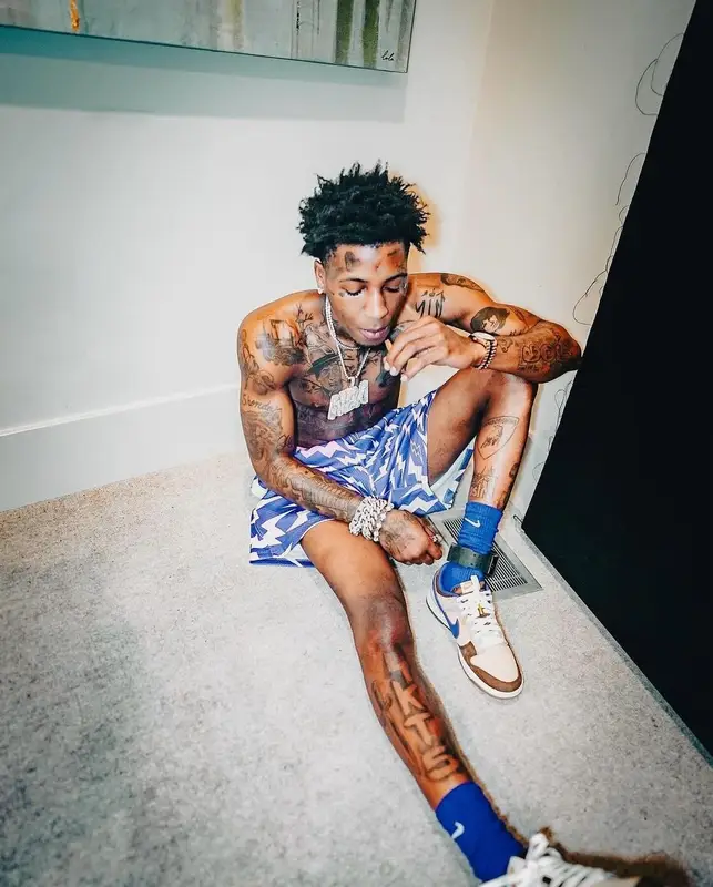 NBA YoungBoy outfit in Bravest Studios and Nike, 2024