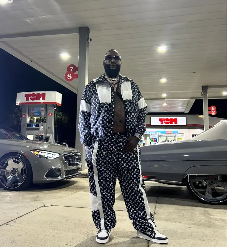 Rick Ross outfit in Louis Vuitton, 2024