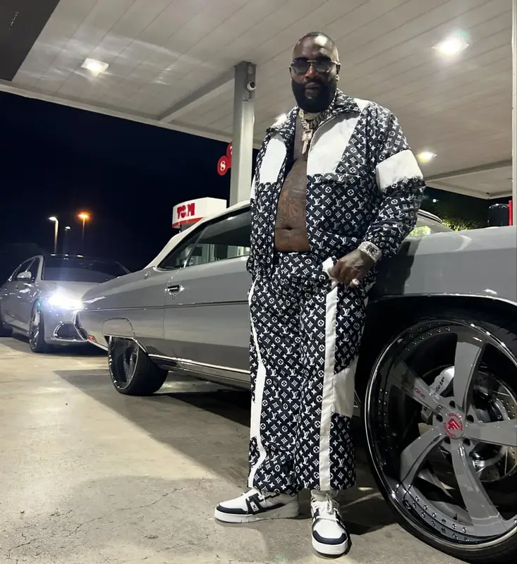 Rick Ross outfit in Louis Vuitton, 2024
