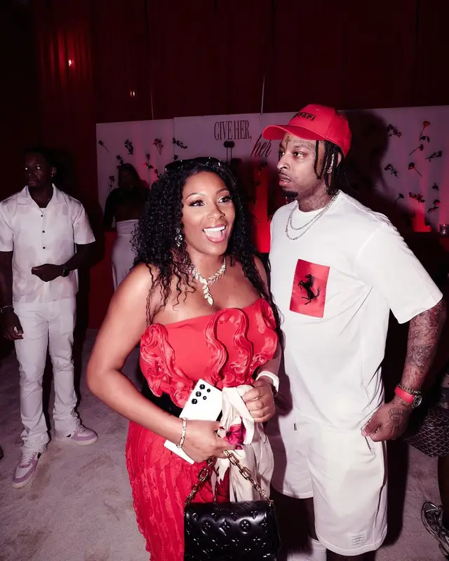 21 Savage outfit in Thom Browne, Nike, and Ferrari, 2024