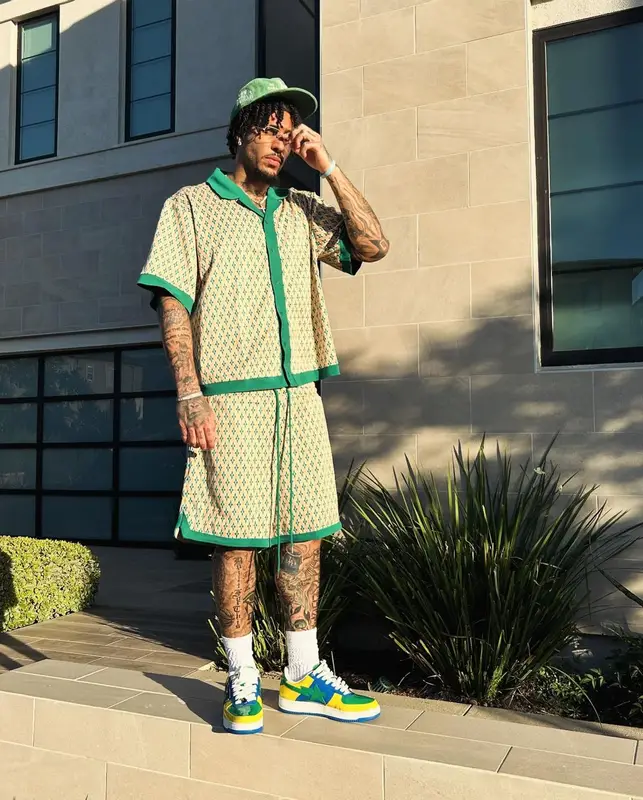 LiAngelo Ball outfit in FashionNova and Bape, 2024