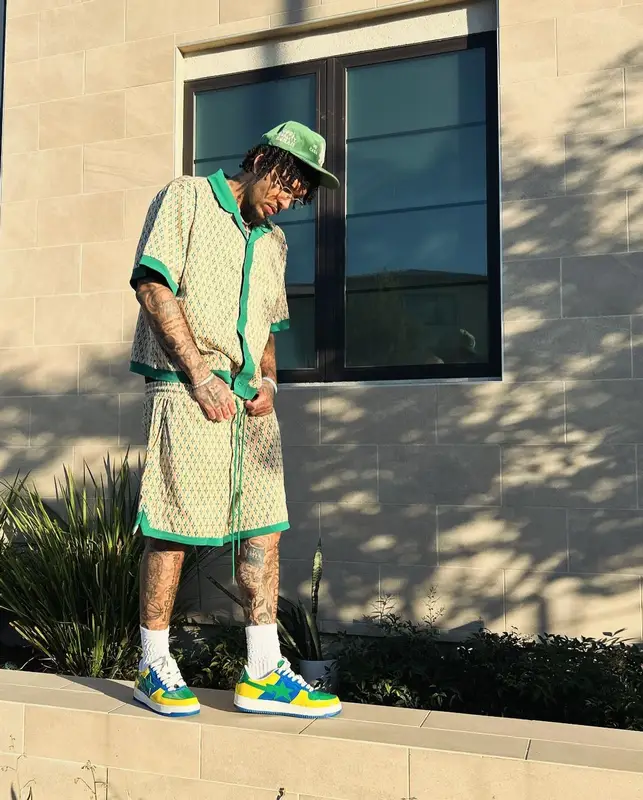 LiAngelo Ball outfit in FashionNova and Bape, 2024