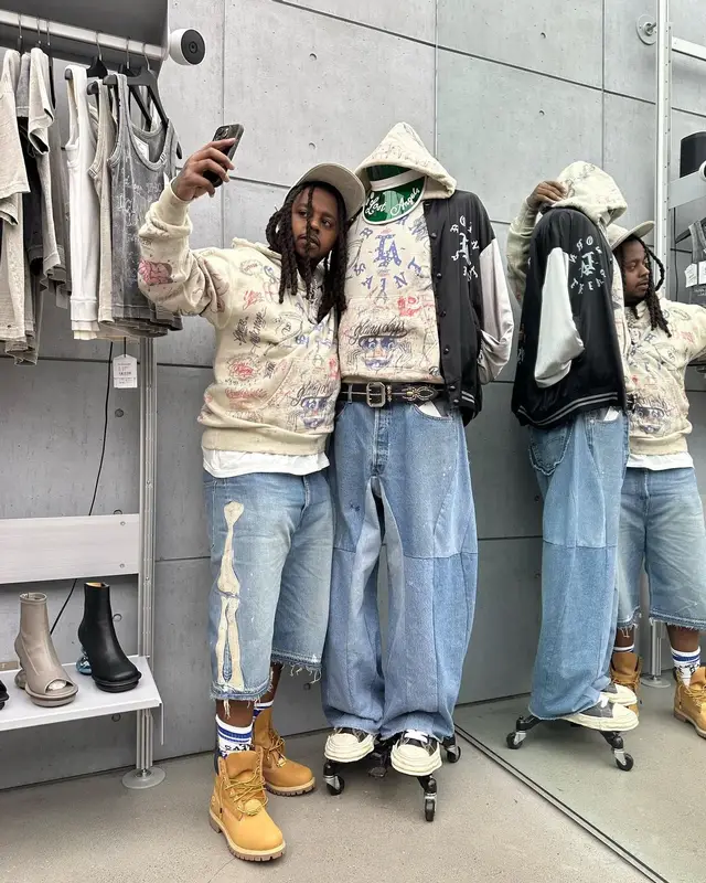 Babyface Ray outfit in BornxRaised, Kapital, and Timberland, 2024