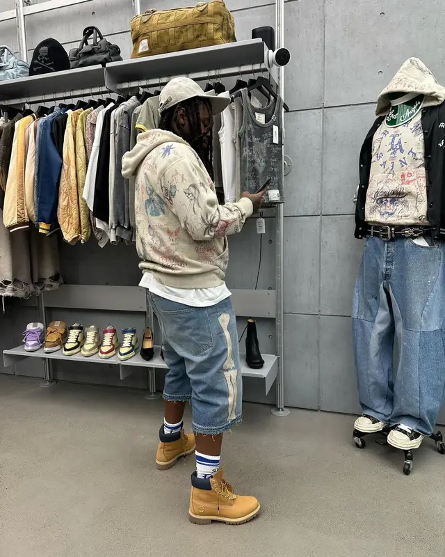 Babyface Ray outfit in BornxRaised, Kapital, and Timberland, 2024