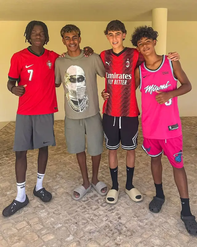 Cristiano Ronaldo Junior outfit in Nike, Just Don, and Miami Heat, 2024