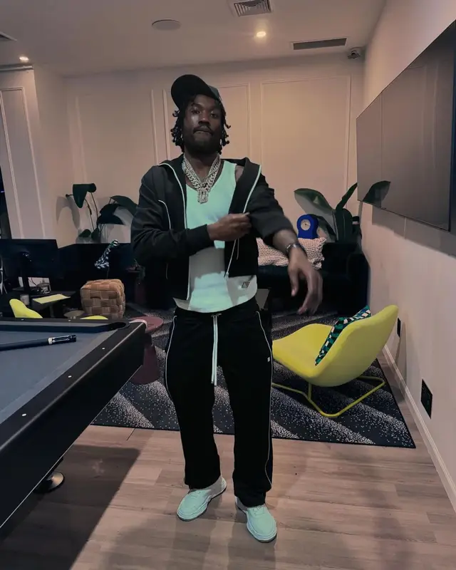 Meek Mill outfit in Amiri and Maison Mihara Yasuhiro, 2024