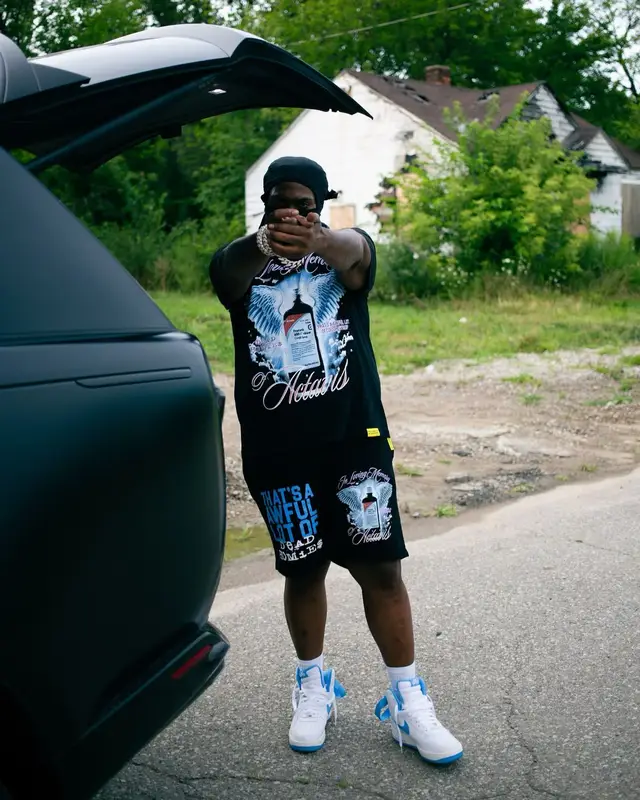 Peezy outfit in Cough Syrup and Nike, 2024