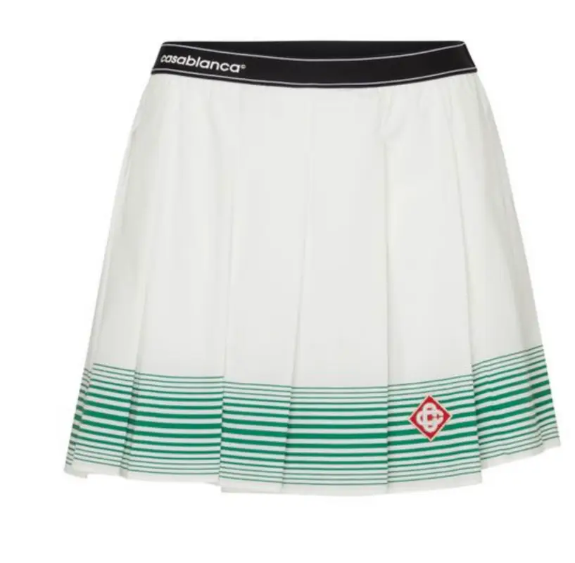 Casablanca Monogram-embossed Ribbed-trim Pencil Skirt In White Green $530