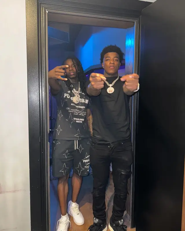 Polo G outfit in Purple Brand and Nike, 2024