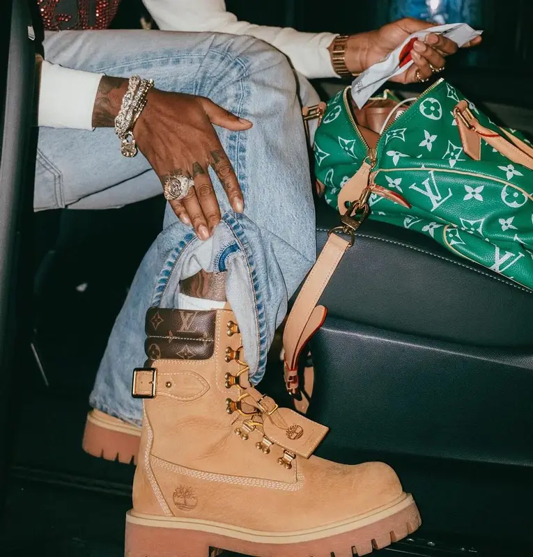 Gunna outfit in Louis Vuitton and Timberland, 2024