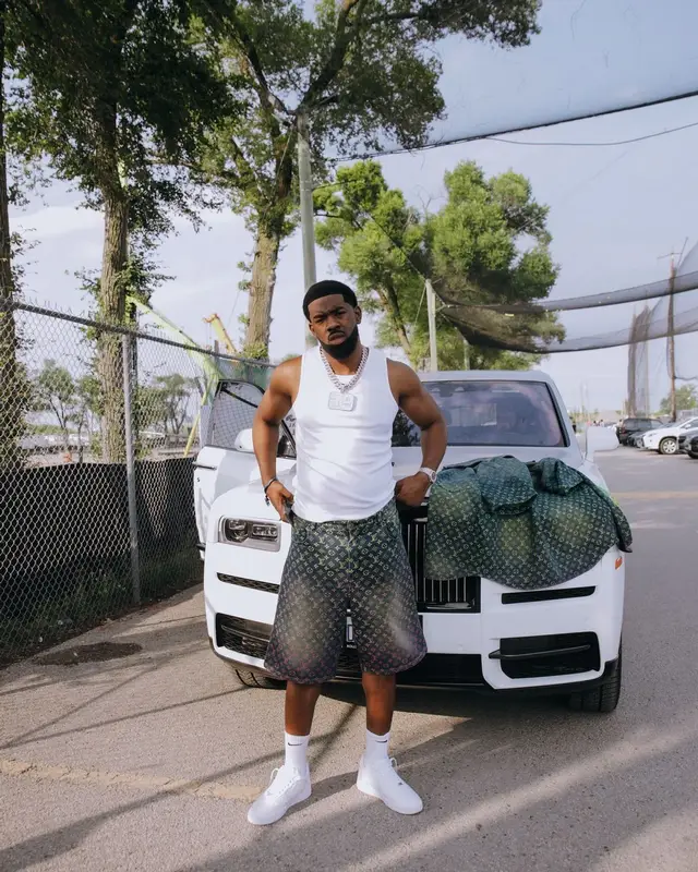 Tion Wayne outfit in Louis Vuitton and Nike, 2024