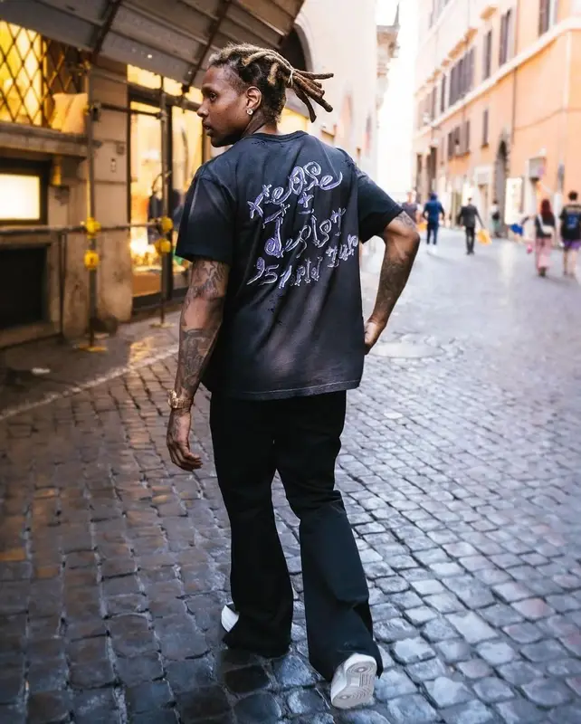 Lil Durk outfit in Cease±Desist, Amiri, and Nike, 2024