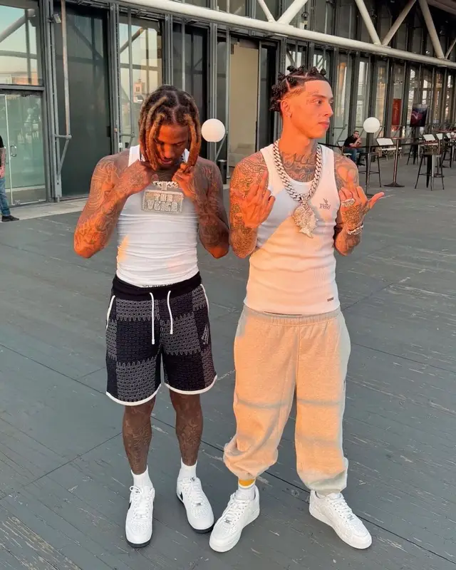 Lil Durk outfit in Hanes, Louis Vuitton, and Nike, 2024