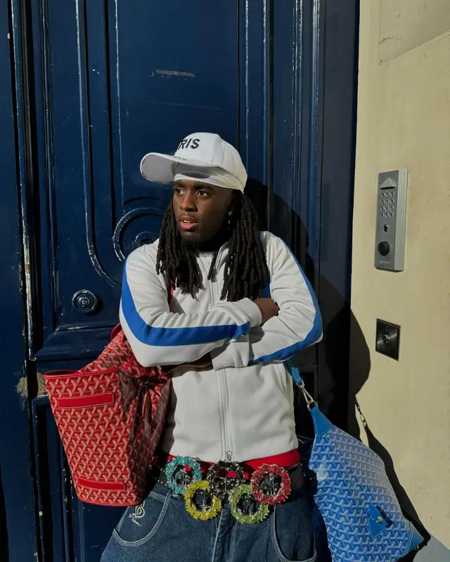 Kai Cenat outfit in Vintage, Nike, and Goyard, 2024