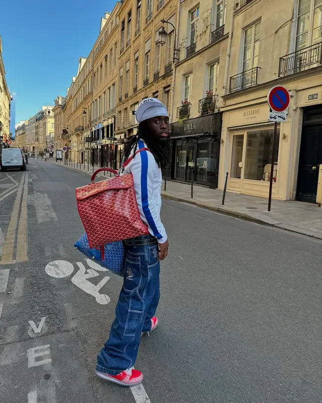 Kai Cenat outfit in Vintage, Nike, and Goyard, 2024