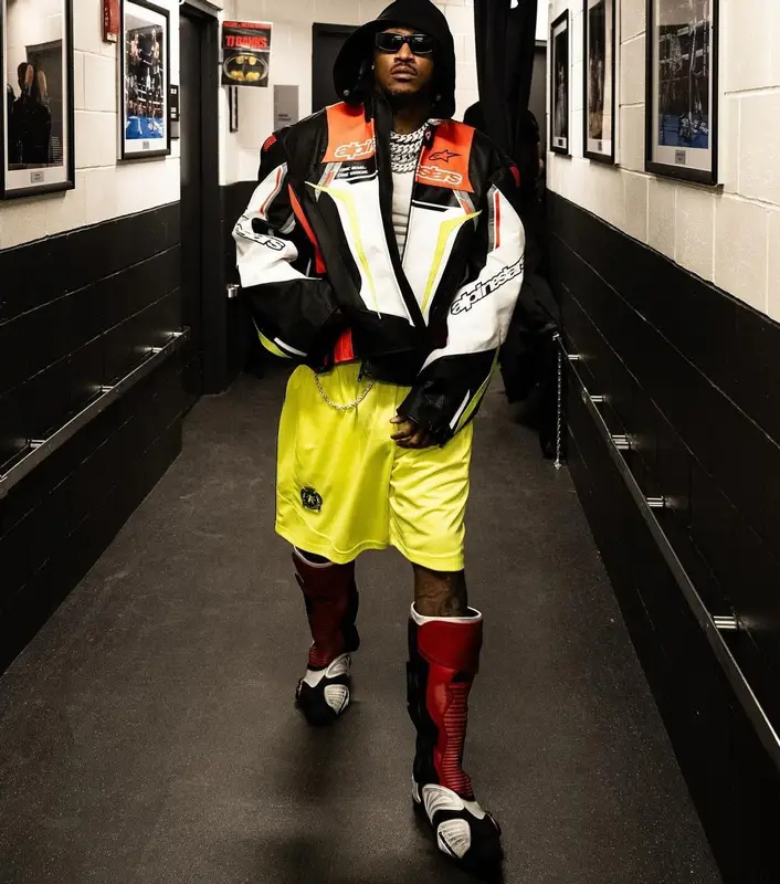 Future outfit in Balenciaga and Alpinestars, 2024