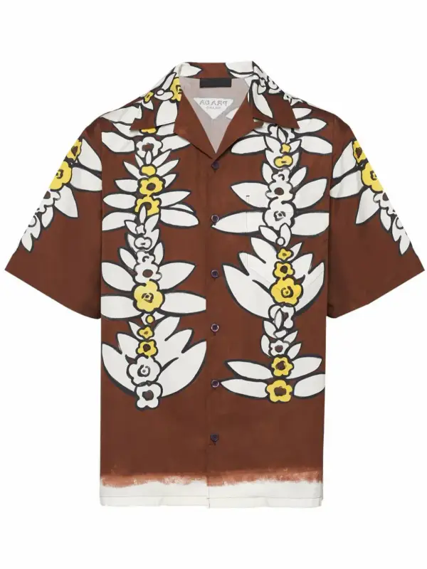 Prada Floral-print Cotton Shirt In Brown $1350