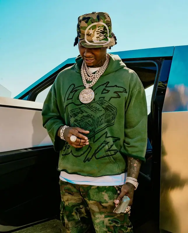 Moneybagg Yo outfit in Givenchy, Nike, and Hellstar, 2024