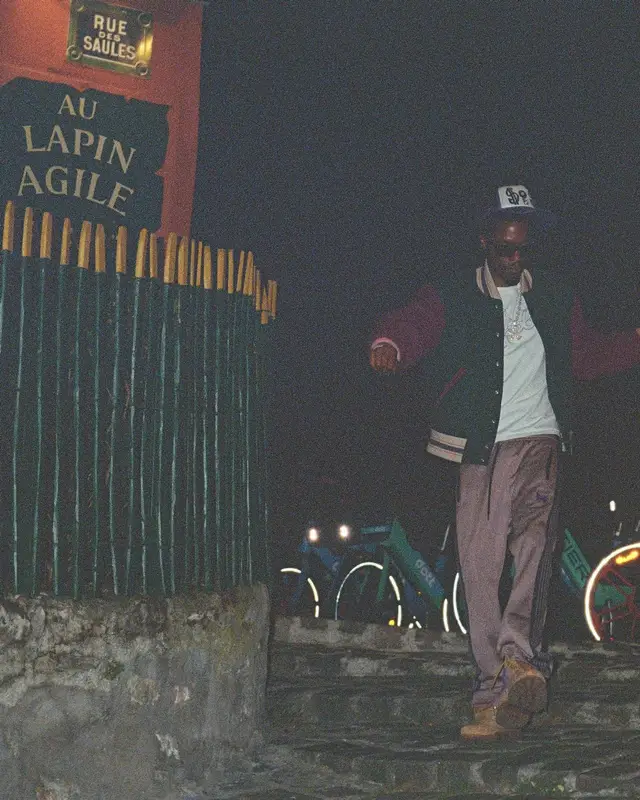 Pierre Bourne outfit in Acne Studios, Needles, and Timberland, 2024