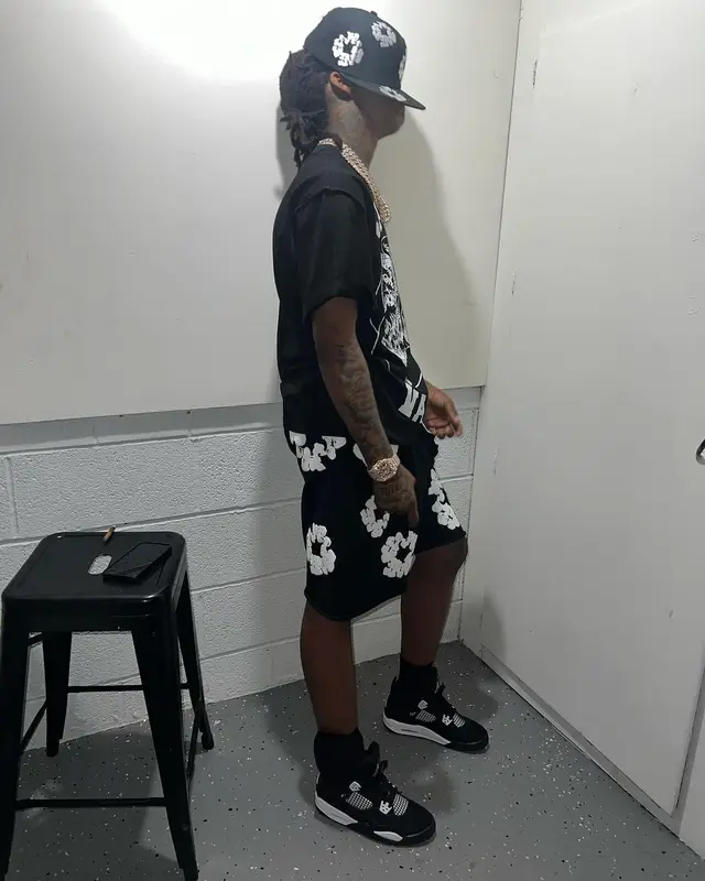 Lil 50 outfit in Jordan, New Era, and Denim Tears, 2024