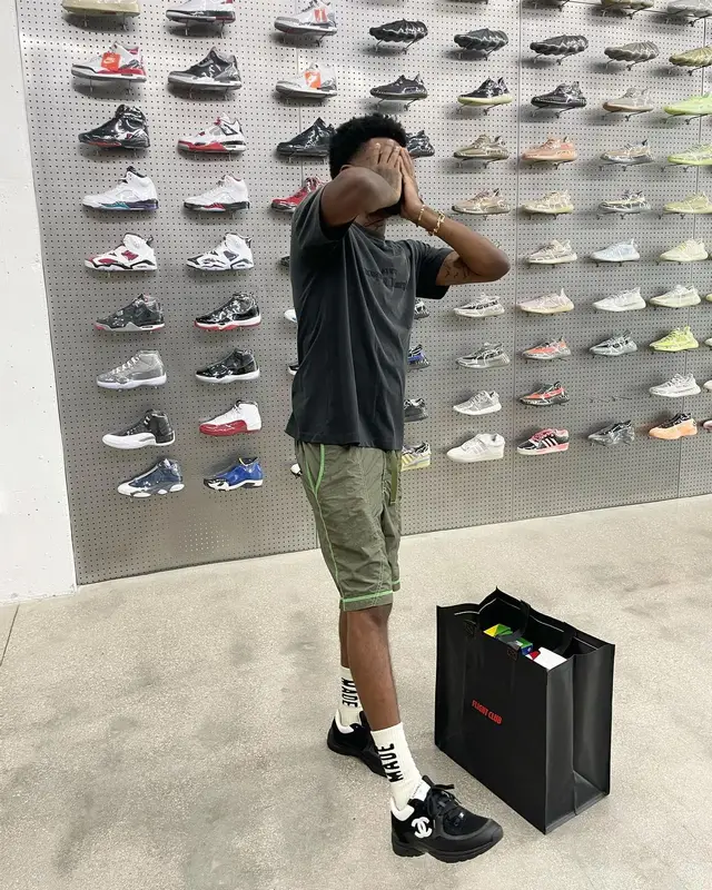 Benji Blue Bills outfit in Maison Margiela, John Elliott, and Human Made, 2024