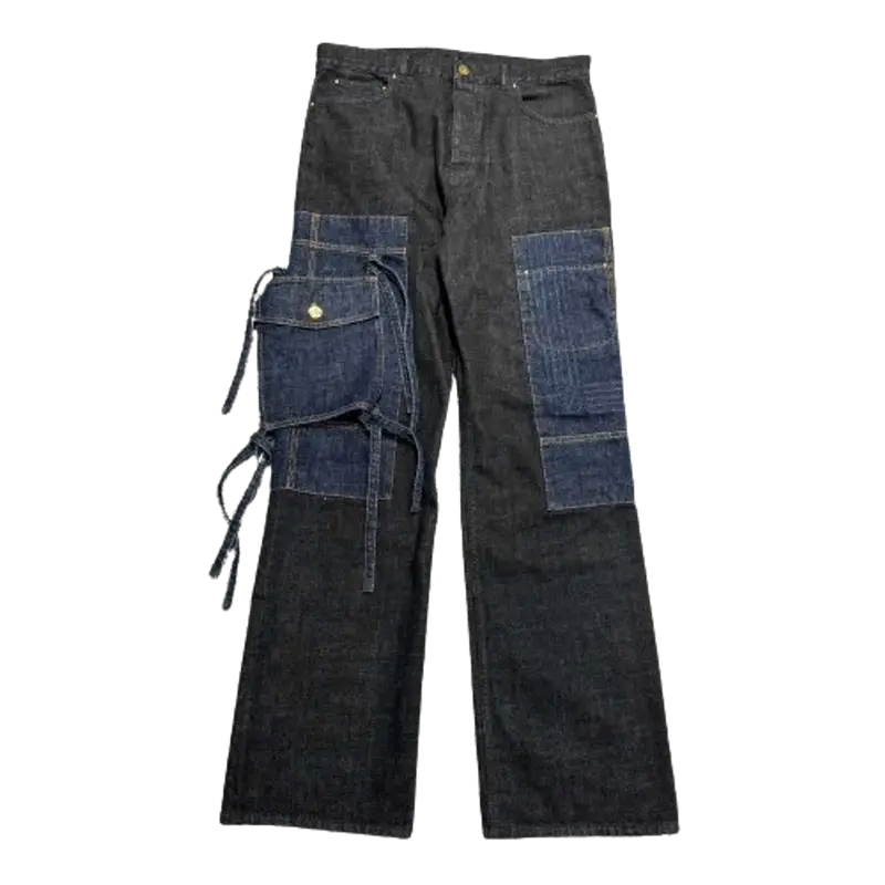 Louis Vuitton LV Butterfly Belted Distressed Denim Jeans $1500