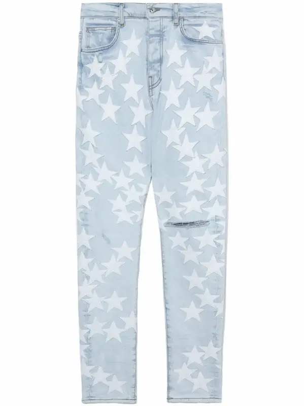 Amiri leather-stars skinny jeans $2190