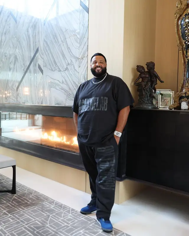 DJ Khaled outfit in Balenciaga, Jordan, and Eminem Merch, 2024