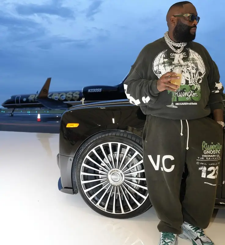 Rick Ross outfit in RRR-123 and Balenciaga, 2024