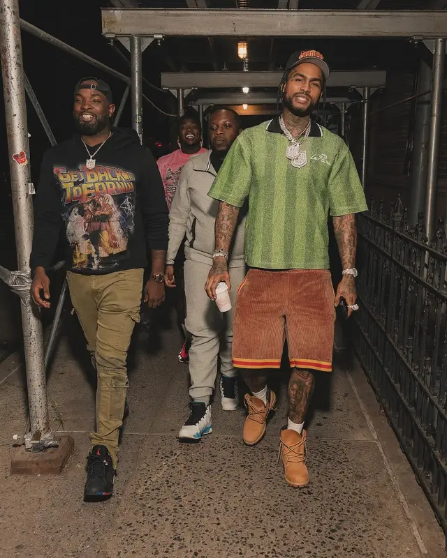 Dave East outfit in le PERE, Timberland, and Vintage, 2024