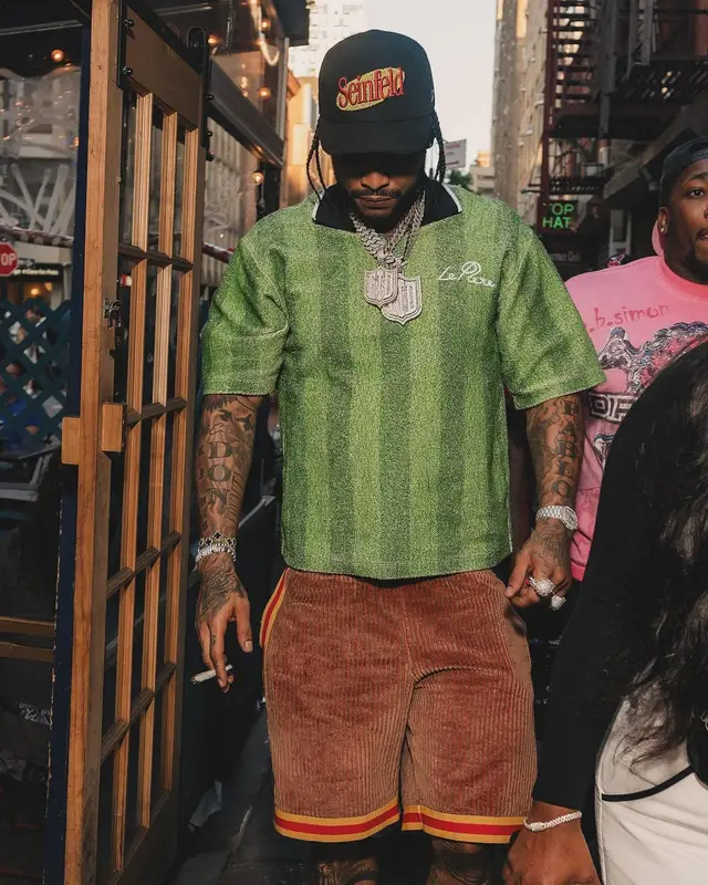 Dave East outfit in le PERE, Timberland, and Vintage, 2024