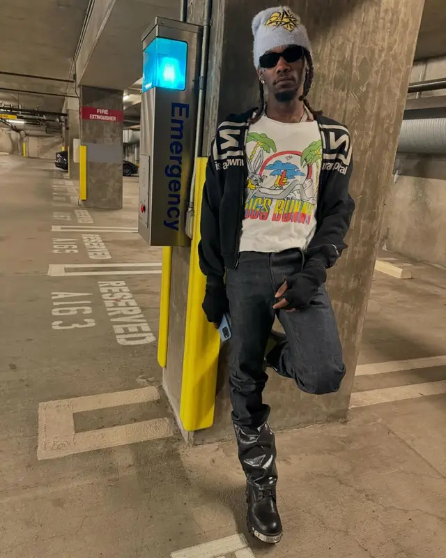 Offset outfit in Maison Margiela, Enfants Riches Deprimes, and Prada, 2024