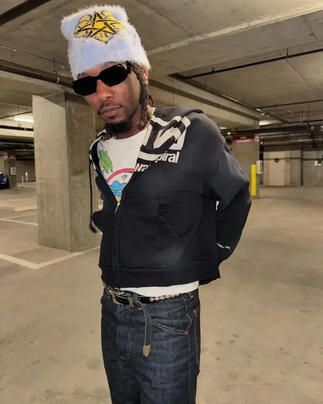 Offset outfit in Maison Margiela, Enfants Riches Deprimes, and Prada, 2024