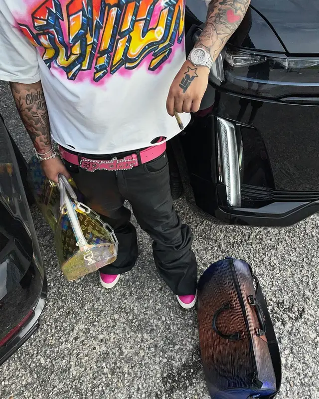 No Cap outfit in Louis Vuitton, Rick Owens, and Spider Worldwide, 2024