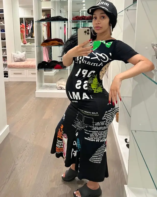 Cardi B outfit in Marine Serre, Apple, and Balenciaga, 2024