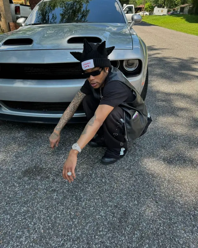 Lil Migo outfit in Supreme, Rick Owens, and Loverboy by Charles Jeffrey, 2024