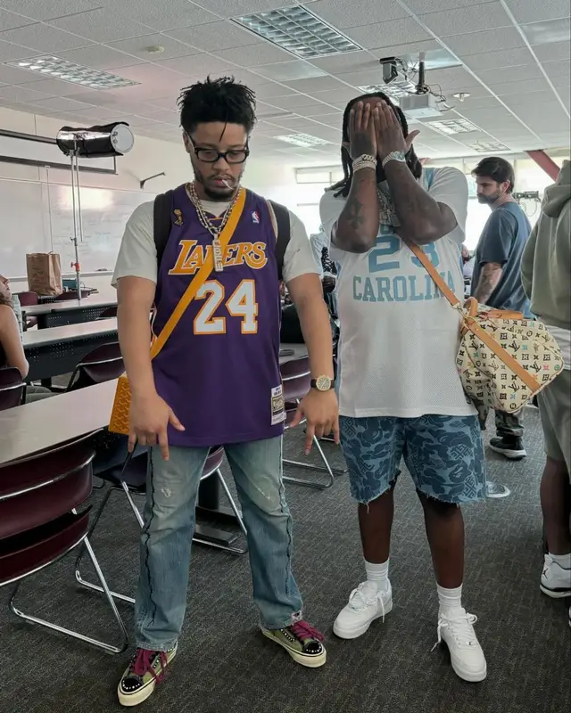 Veeze outfit in Mitchell & Ness, Patek Philippe, and Chrome Hearts, 2024