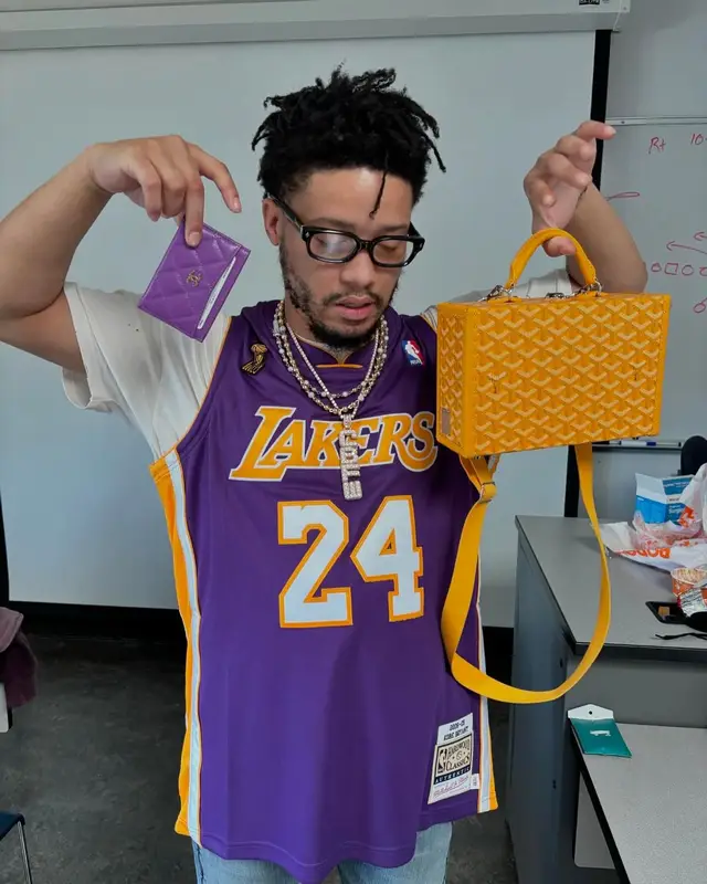 Veeze outfit in Mitchell & Ness, Patek Philippe, and Chrome Hearts, 2024