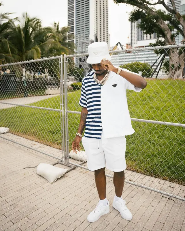 Lil Tjay outfit in Nike and Prada, 2024