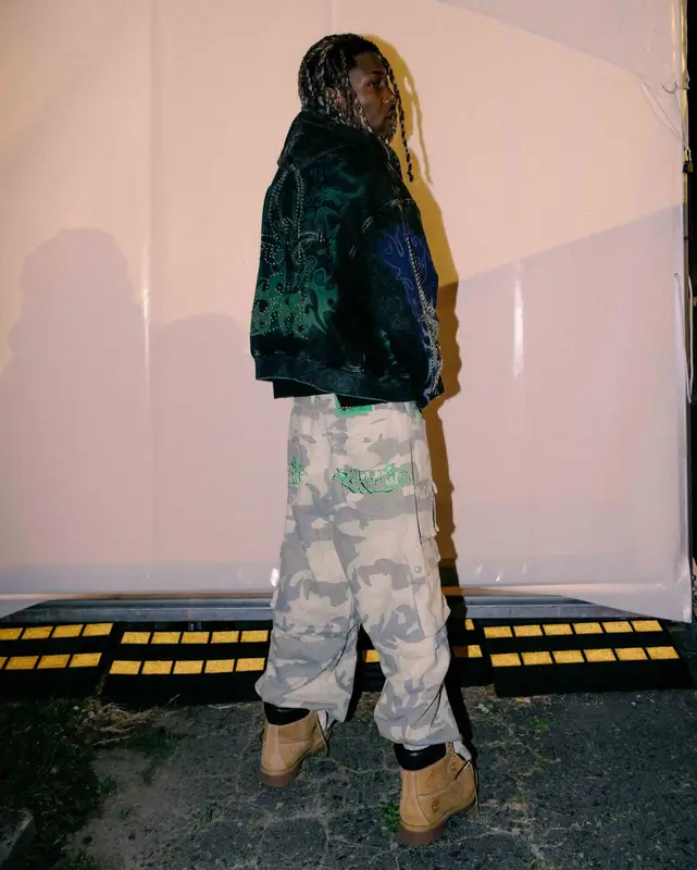 Destroy Lonely outfit in Chew Forever, Timberland, and Mowalola, 2024