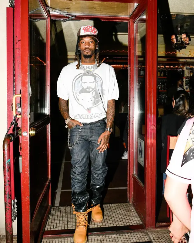 Offset outfit in Maison Margiela, Audemars Piguet, and Chrome Hearts, 2024