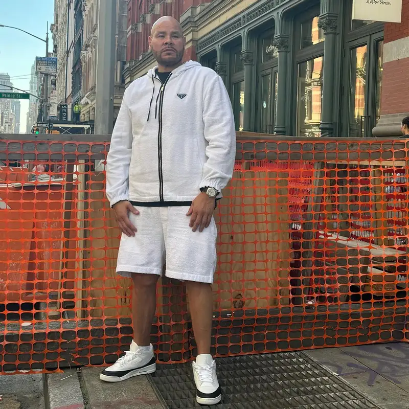 Fat Joe outfit in Prada, Jordan, and Fragment, 2024