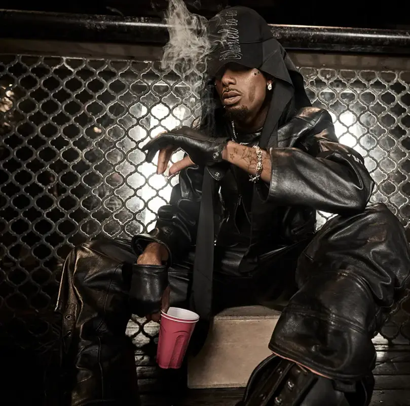 Playboi Carti outfit in Chrome Hearts and Jimi Vain, 2024