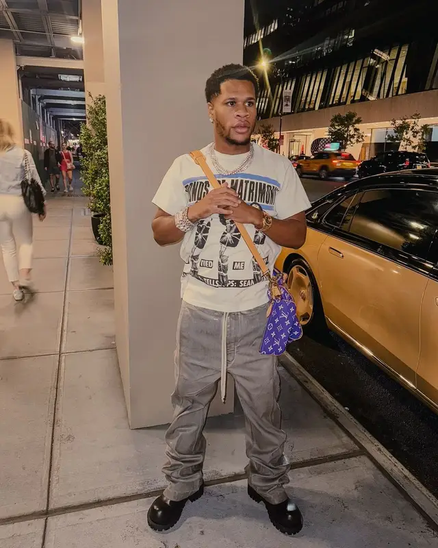 Devin Haney outfit in Enfants Riches Deprimes, Rick Owens, and Audemars Piguet, 2024