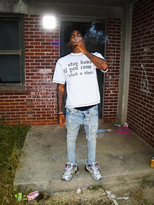 Lazer Dim 700 outfit in Purple Brand, Balenciaga, and Amazon, 2024