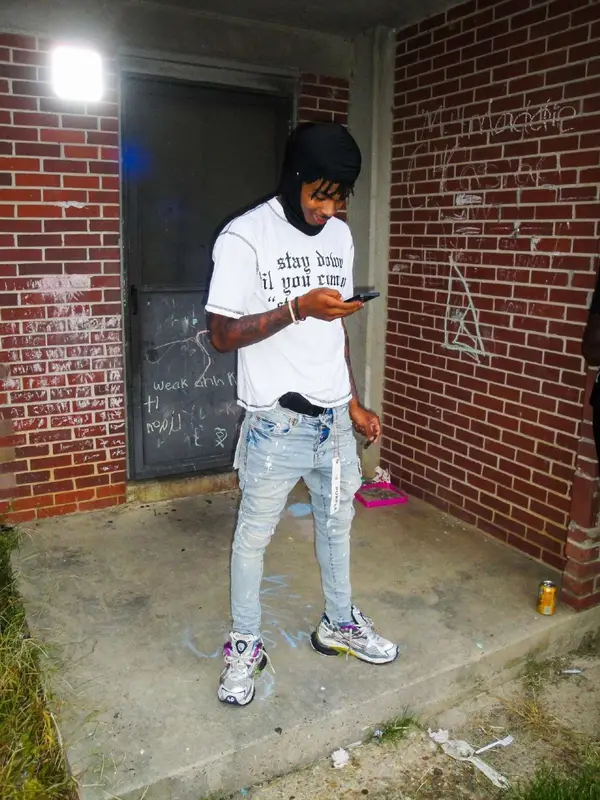 Lazer Dim 700 outfit in Purple Brand, Balenciaga, and Amazon, 2024