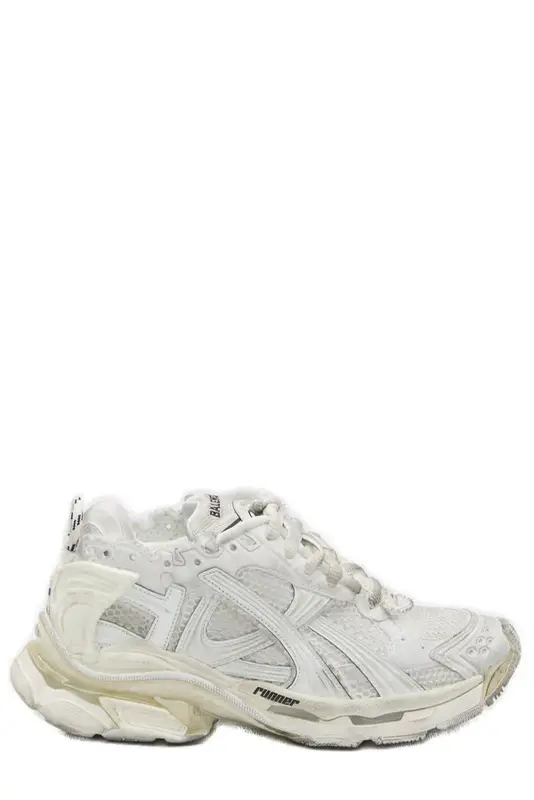 Balenciaga Lace-up Runner Sneakers In White $1190