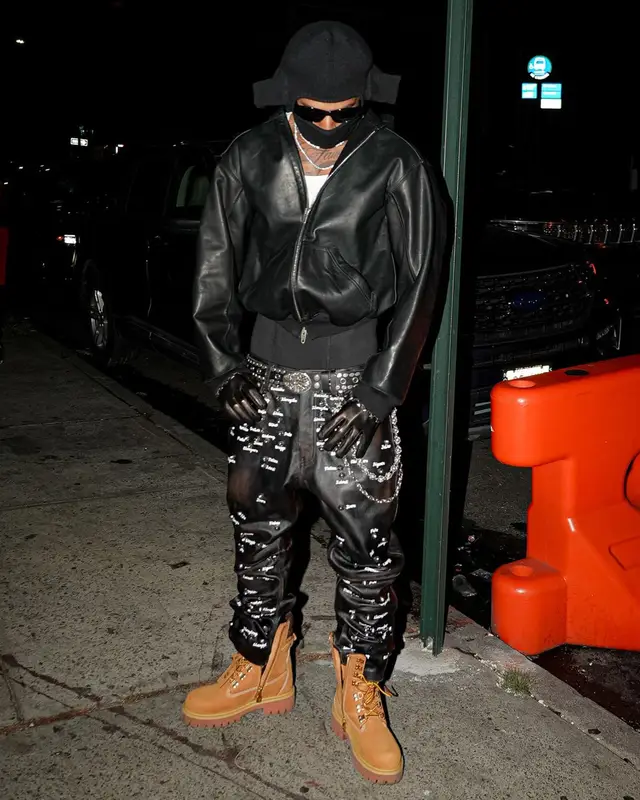 NLE Choppa outfit in Balenciaga, Celine, and Walter van Beirendonck, 2024