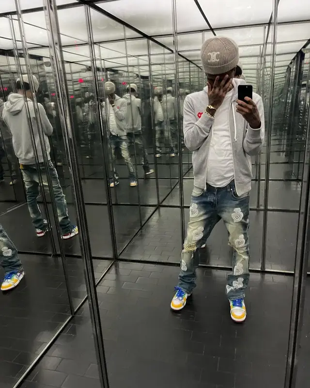 Benji Blue Bills outfit in Comme Des Garcons, Nike, and Celine, 2024